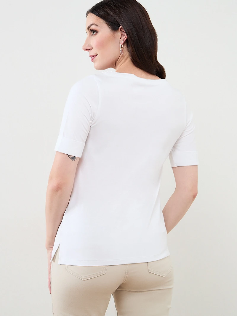 Short Sleeve Boat Neck Tee