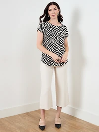 Short Sleeve Boatneck T-Shirt in Zebra Print
