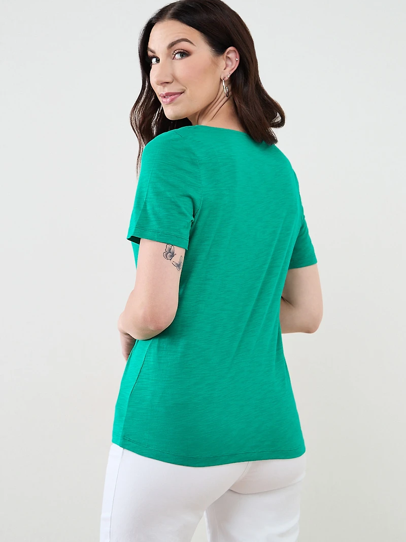 Short Sleeve Jade Crochet Knit T-Shirt