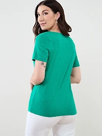 Short Sleeve Jade Crochet Knit T-Shirt