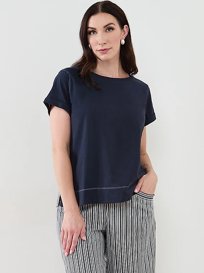 Short Sleeve Mixed Media Top