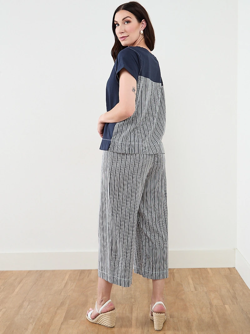 Short Sleeve Mixed Media Top