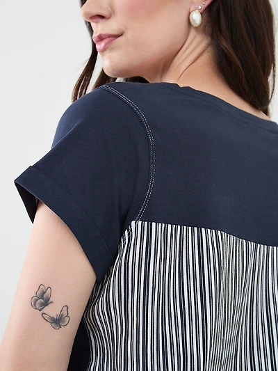 Short Sleeve Mixed Media Top