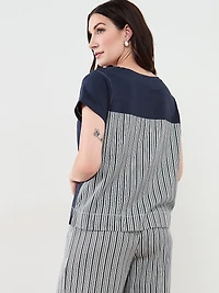 Short Sleeve Mixed Media Top