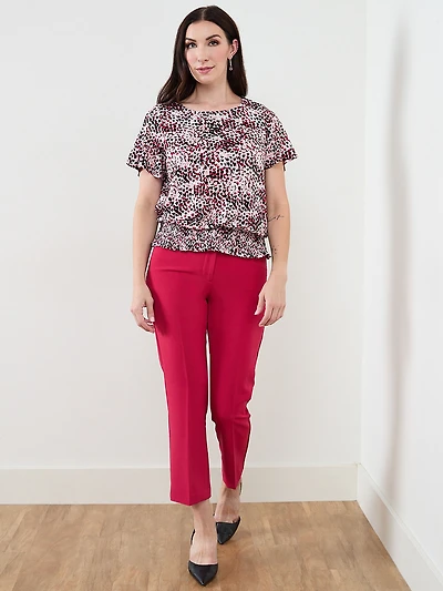 Short Sleeve Smocked-Bottom Top