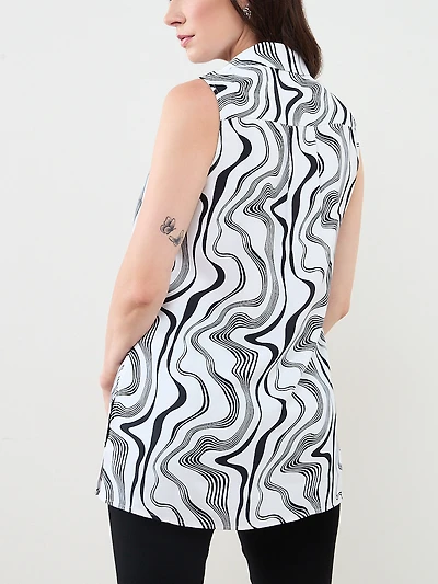 Sleeveless Button Front Blouse