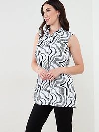 Sleeveless Button Front Blouse