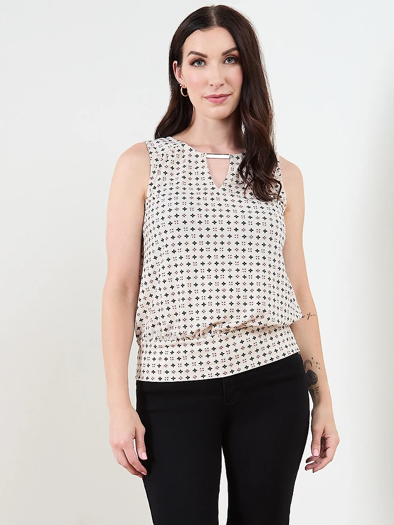 Sleeveless Metal Detail Banded Top in Sand