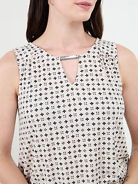 Sleeveless Metal Detail Banded Top in Sand