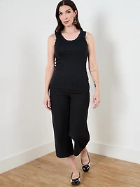 Stretch Cotton Black Tank with Lace