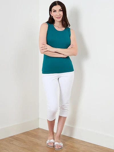 Stretch Cotton Hi-Neck Tank
