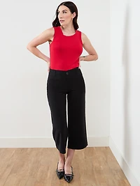 Stretch Cotton Hi-Neck Tank in Crimson