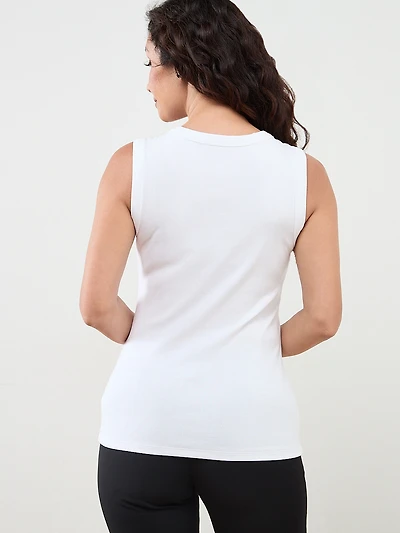 Stretch Cotton Tank in White