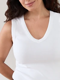 Stretch Cotton Tank in White