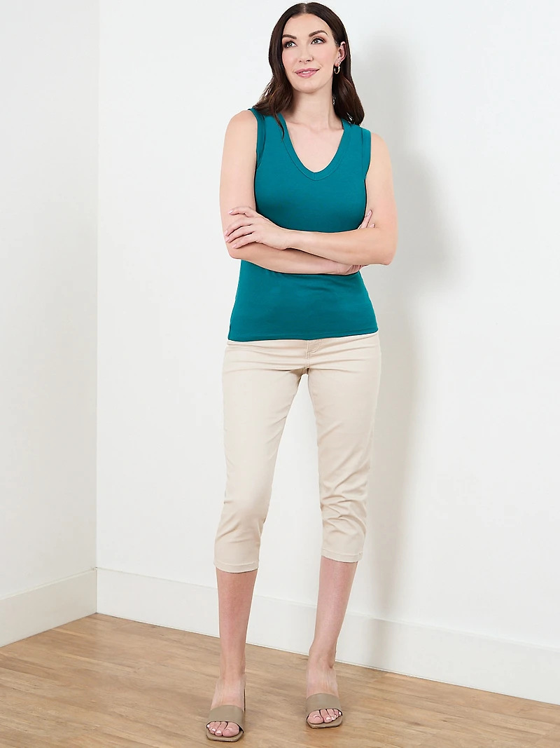 Stretch Cotton Tank in Peacock