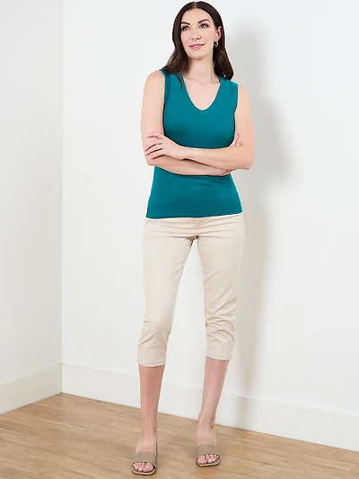 Stretch Cotton Tank in Peacock