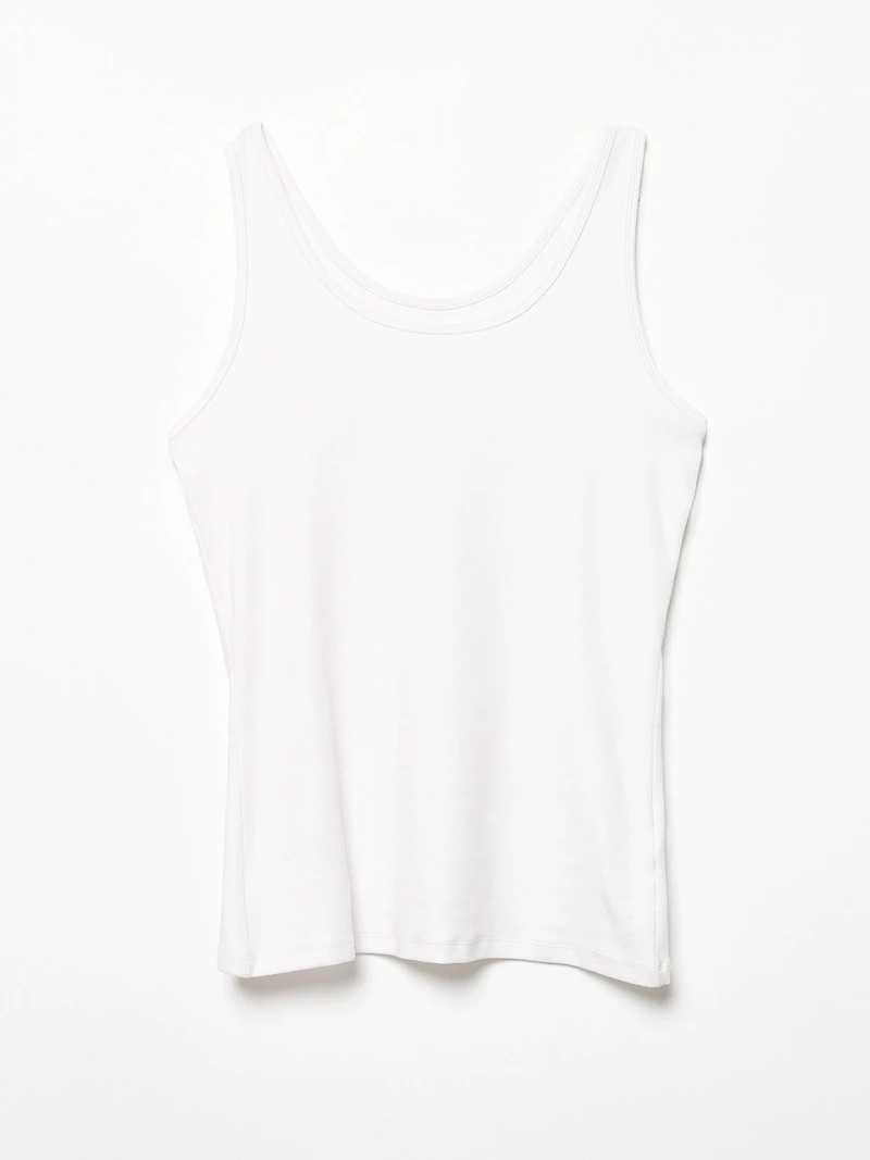 Stretch Cotton U-Neck Tank