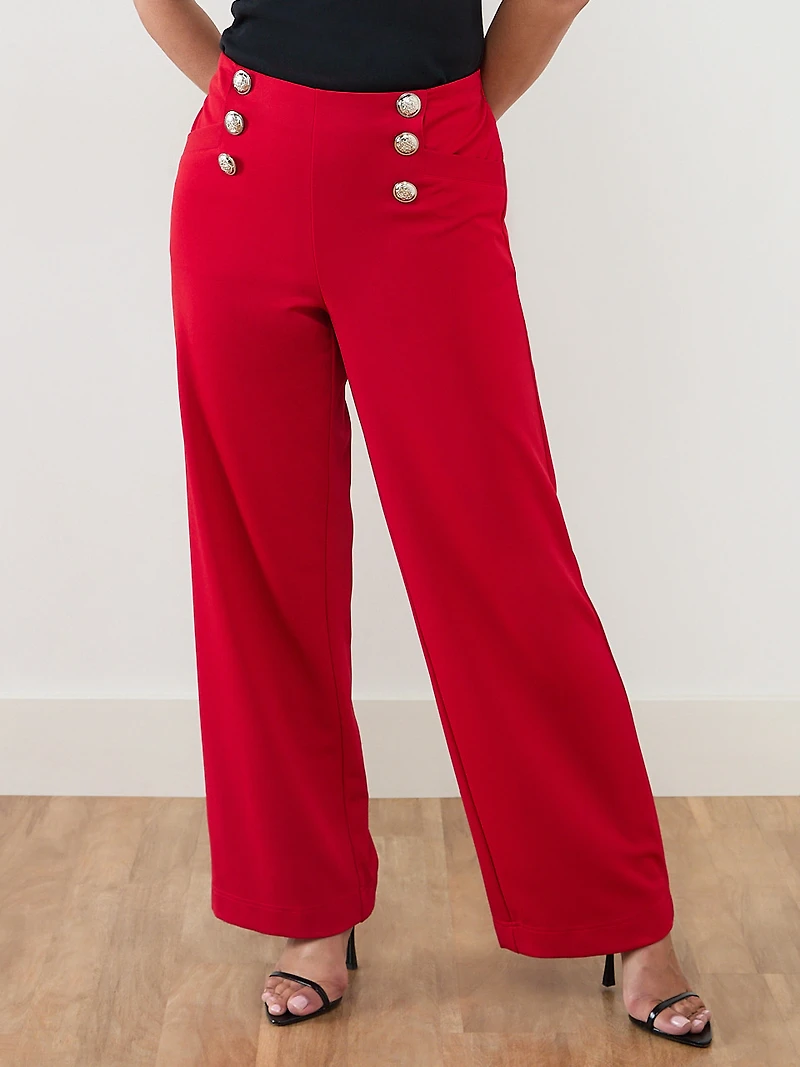 Tonia Wide-Leg Scuba Crepe Sailor Pants