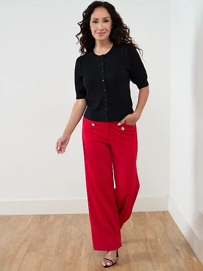 Tonia Wide-Leg Scuba Crepe Sailor Pants