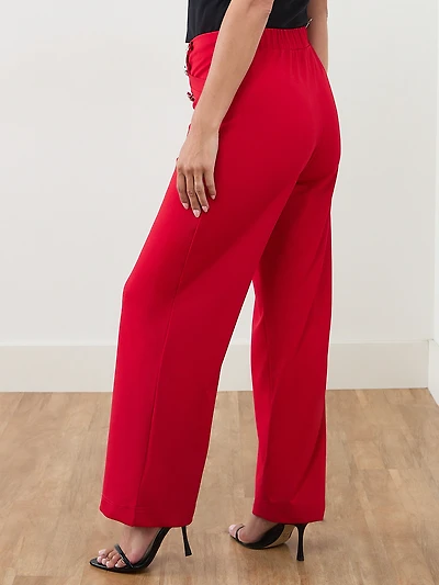 Tonia Wide-Leg Scuba Crepe Sailor Pants