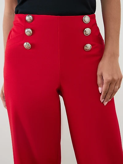 Tonia Wide-Leg Scuba Crepe Sailor Pants