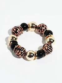 Animal Print Beaded Stretch Bracelet