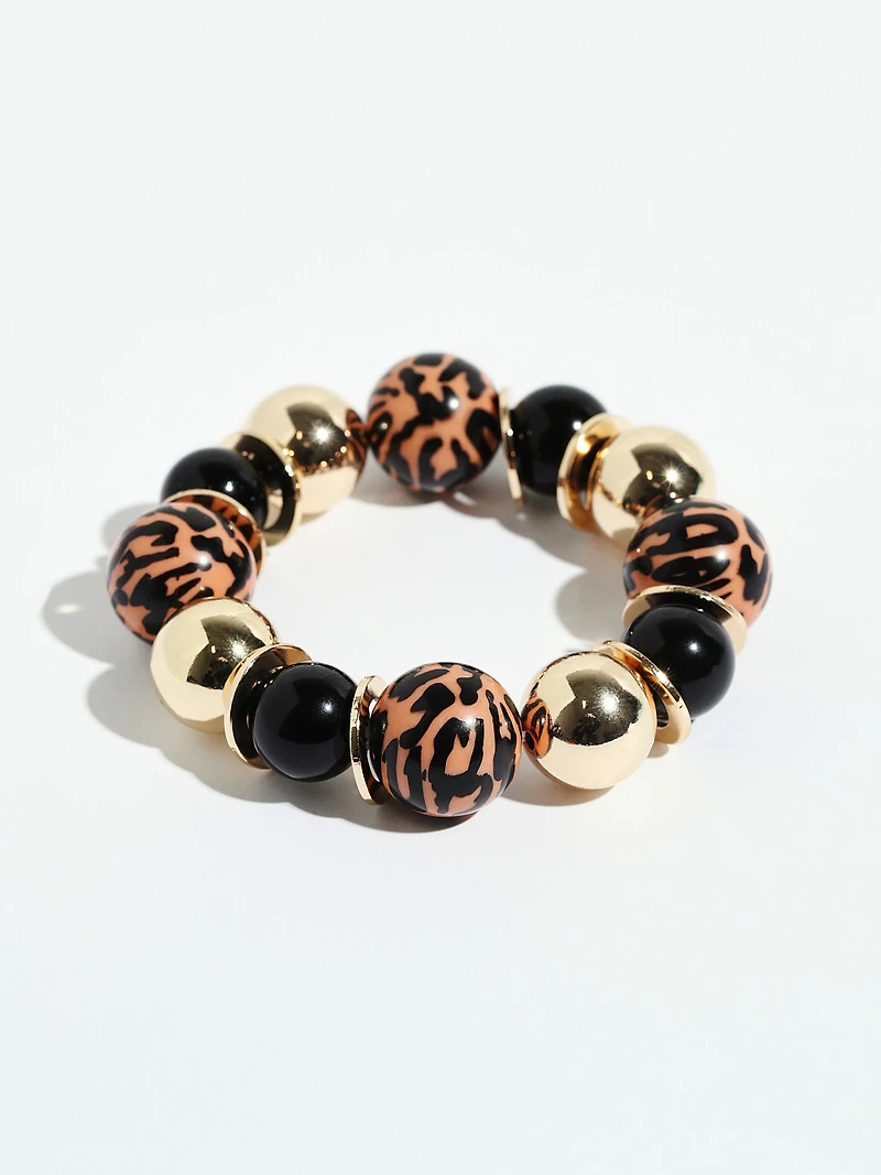 Animal Print Beaded Stretch Bracelet