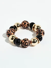 Animal Print Beaded Stretch Bracelet