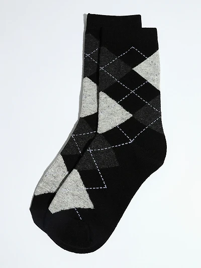 Argyle Patterned Crew Socks