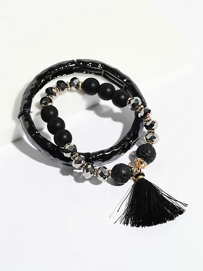 Black Tassel Stretch Bracelet