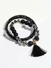 Black Tassel Stretch Bracelet