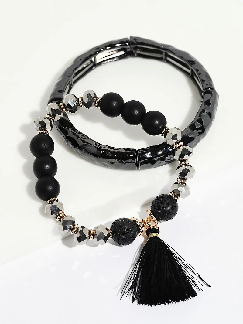 Black Tassel Stretch Bracelet