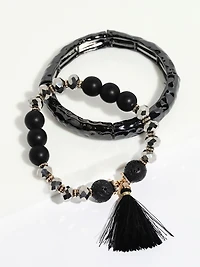 Black Tassel Stretch Bracelet