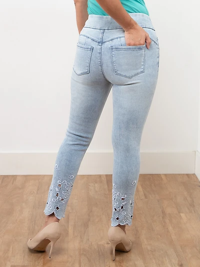 Blake White Embroidered Ankle Jean in Light Wash