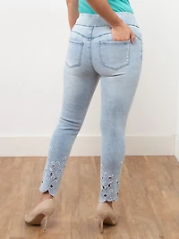 Blake White Embroidered Ankle Jean in Light Wash