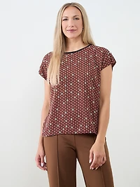 Cap Sleeve Mixed Media Top