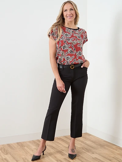 Cap Sleeves Mixed Media Top