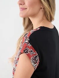 Cap Sleeves Mixed Media Top
