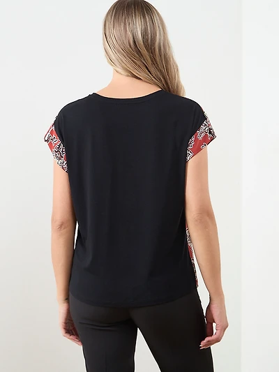 Cap Sleeves Mixed Media Top