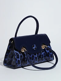 Cobalt Leopard Handbag