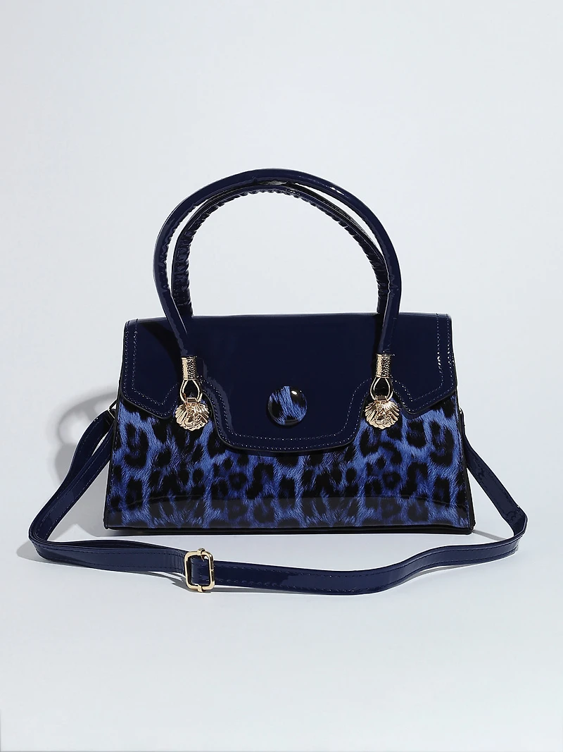 Cobalt Leopard Handbag