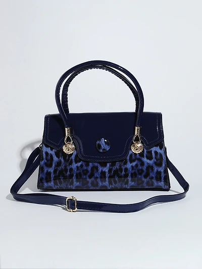 Cobalt Leopard Handbag