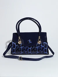 Cobalt Leopard Handbag