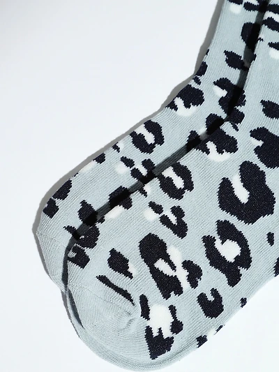 Cornflower Leopard Print Crew Socks