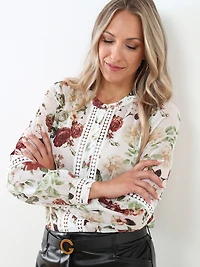 Crochet Detail Long Sleeve Blouse