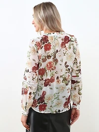 Crochet Detail Long Sleeve Blouse