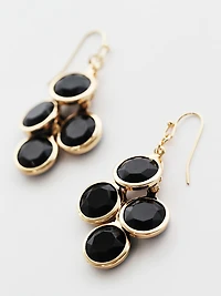 Gold & Black Stone Drop Earrings