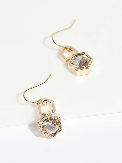 Gold & Cubic Zirconia Drop Earrings