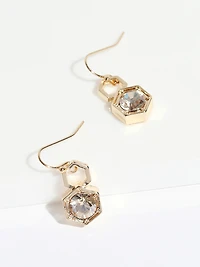 Gold & Cubic Zirconia Drop Earrings