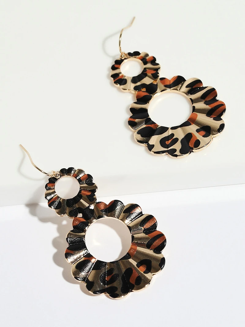 Gold Leopard Dangle Earrings